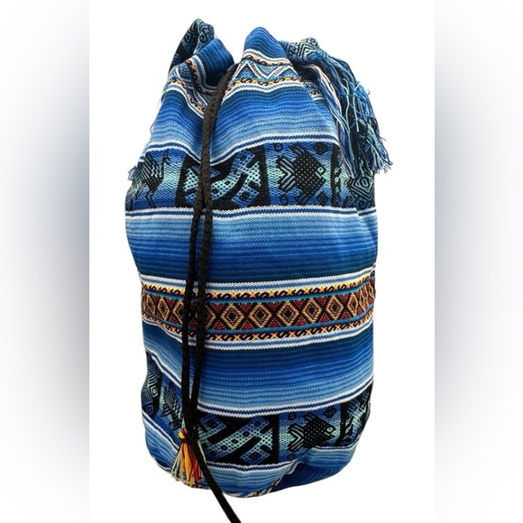 Unbranded Lightweight Peruvian BOHO Blue Colorful Tribal Aztec Crossbody Purse - Picture 1 of 12